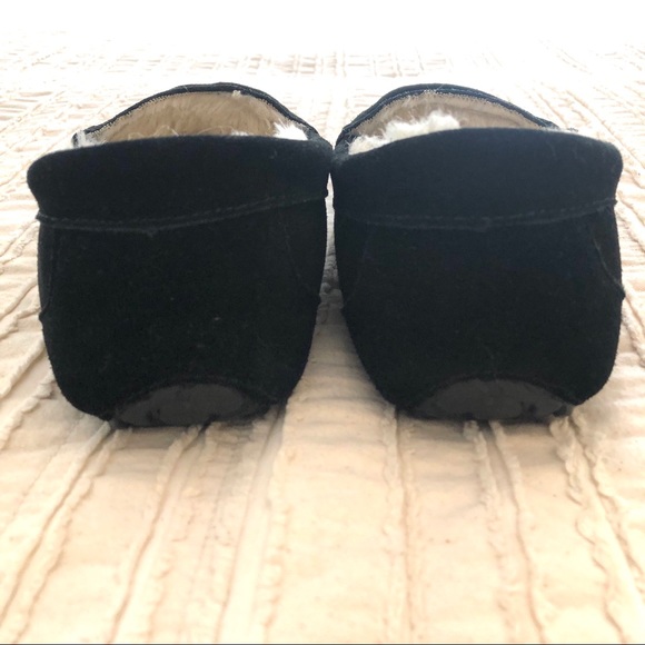 Leather Suede Fuzzy Slippers Faux Fur Moccasins Size 9 - Picture 4 of 7